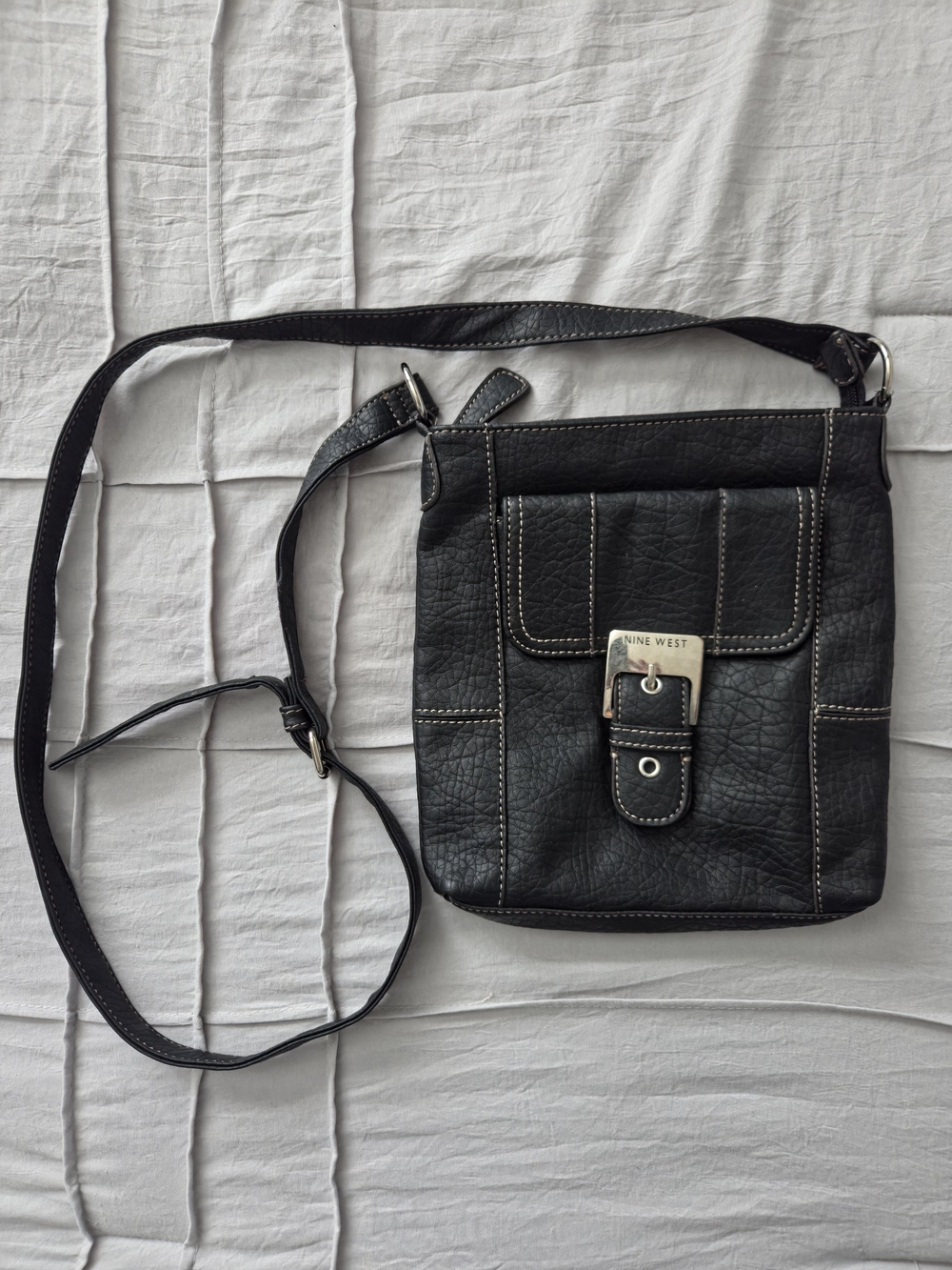 Nine West Black Leather Crossbody Bag